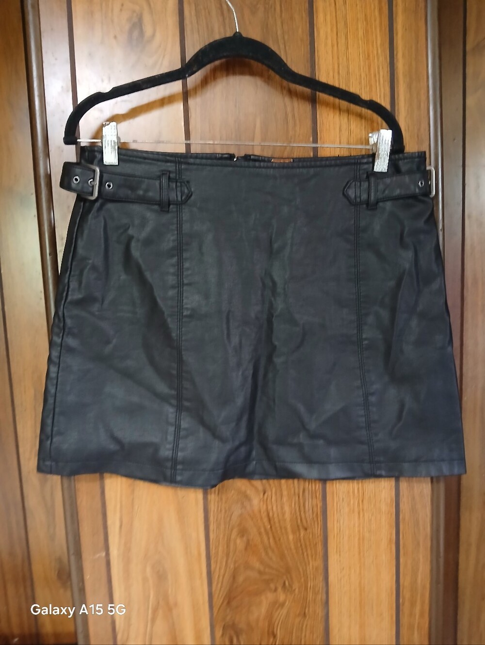 Free People Black Faux Leather Skirt with Branded Metal Tag